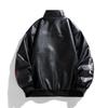 Giacca da uomo in pelle PU Autunno Nuova Giacca da Moto con Collo Rialzato Manica Lunga alla Moda di Nicchia Giacca Bicolore