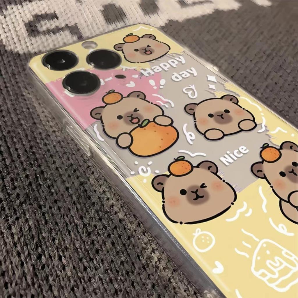 Cartoon Beaver Capybara Suitable for Apple 16/16promax mobile phone case 12/11pro transparent xr/xs/8p soft 7