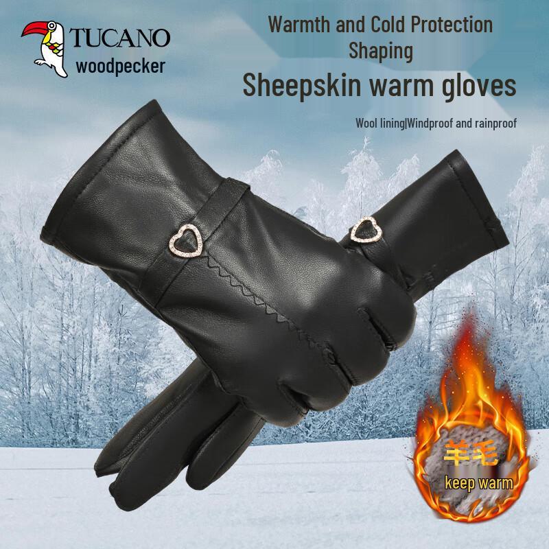 Woodpecker Women's Genuine Sheepskin Winter Gloves