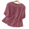 ZANZEA Women Casual Round Neck Summer Short Sleeve Cotton Blouse