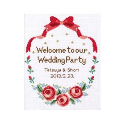 Olympus Yarn Cross Stitch Embroidery Kit Rose Welcome Board 7431 Ribbon Rose &