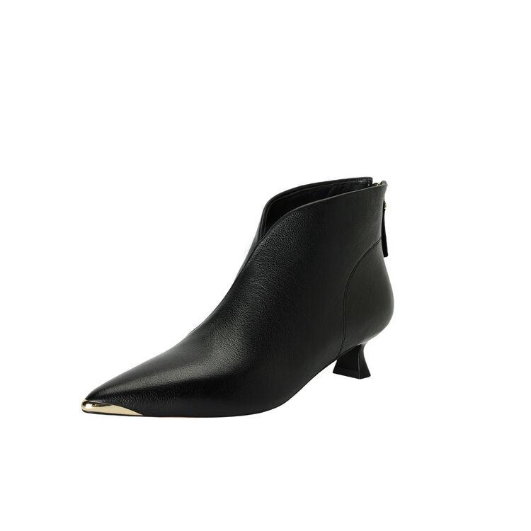 Fashion NEW Autumn/Winter Women Boots Pointed Toe Kitten Heel Shoes Genuine Leather Shoes for Women Elegant Ankle Boots Zip Modern Boots