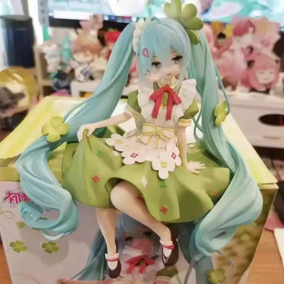 Cute Hatsune Miku Figures Four-leaf Clover Flower Fairy Maiden Models Decorative Ornaments for Beautiful Girls Birthday Gift