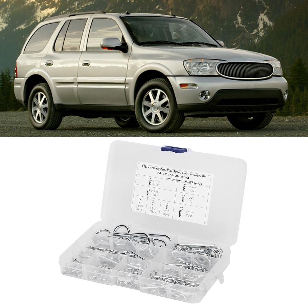 125 STÜCKE Rostschutz Kohlenstoffstahl Haarnadel Anhängerkupplung Halte R-Clip Splint-Set Korrosionsbeständig