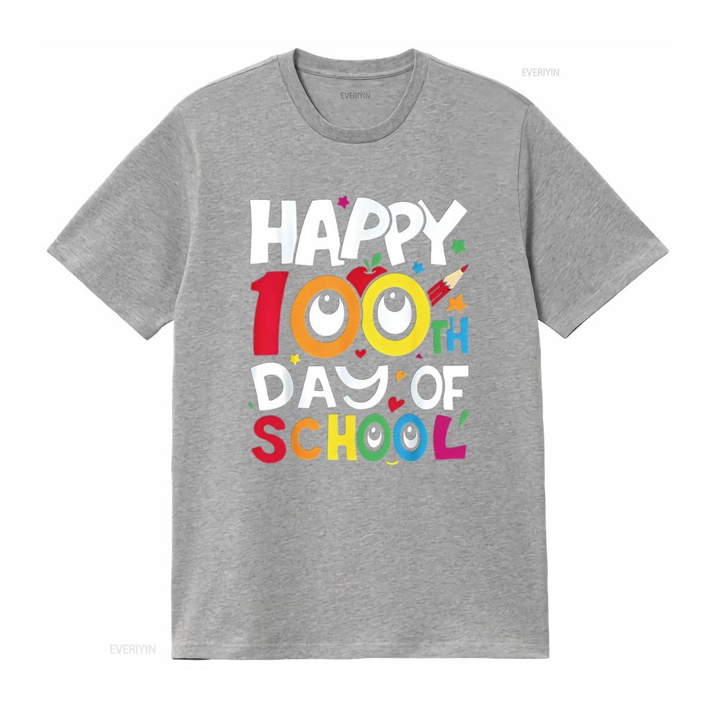 Happy 100Th Day Of School 100 Days Teachers Students Parents T Shirt vintage Washed Breathable fashion Unisex Stylish Casual