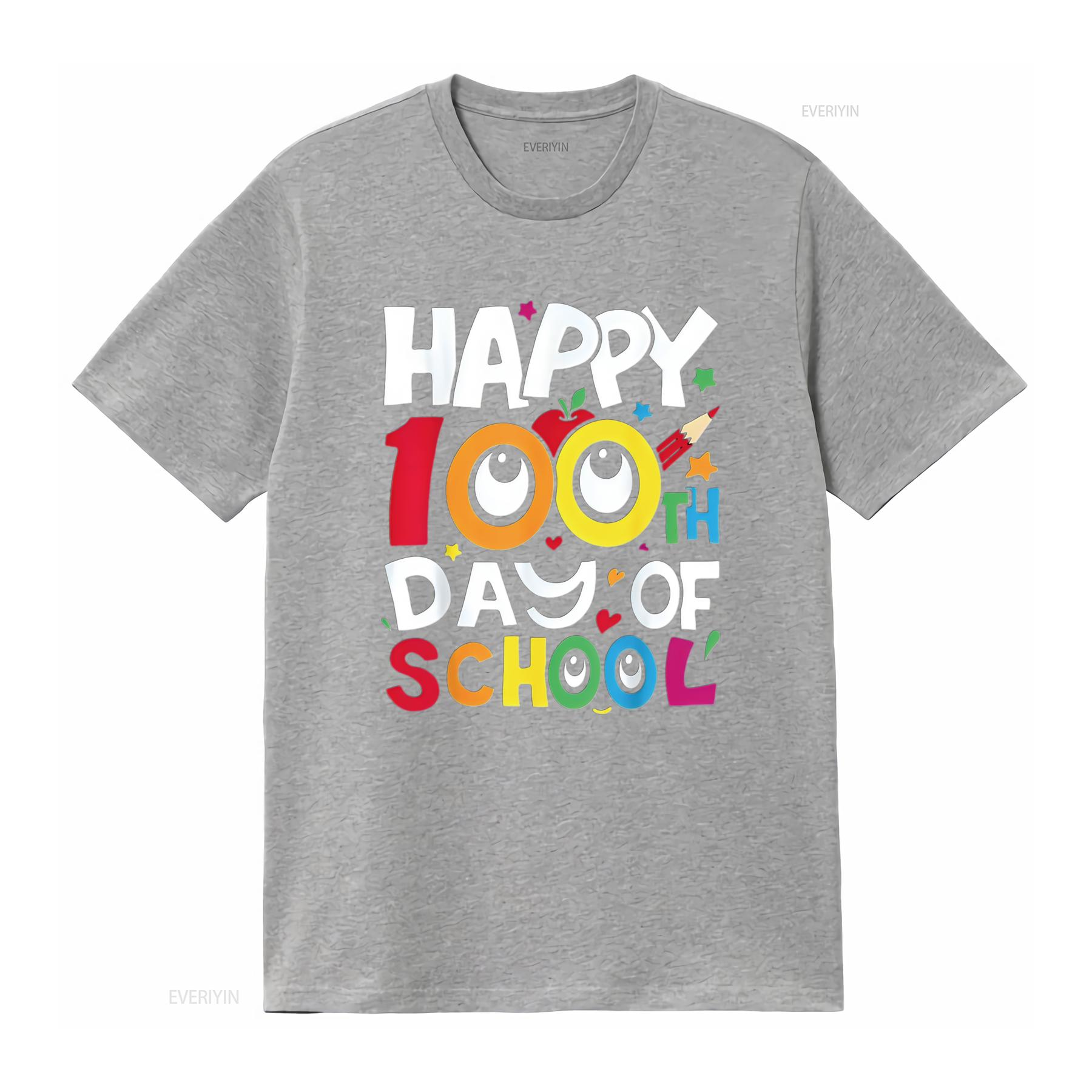 Happy 100Th Day Of School 100 Days Teachers Students Parents T Shirt vintage Washed Breathable fashion Unisex Stylish Casual S
