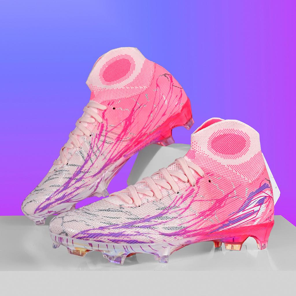 Breathable High Top Electroplated Bottom Soccer bootsFG Long Nails for Anti Slip and Effective Ankle Protection
