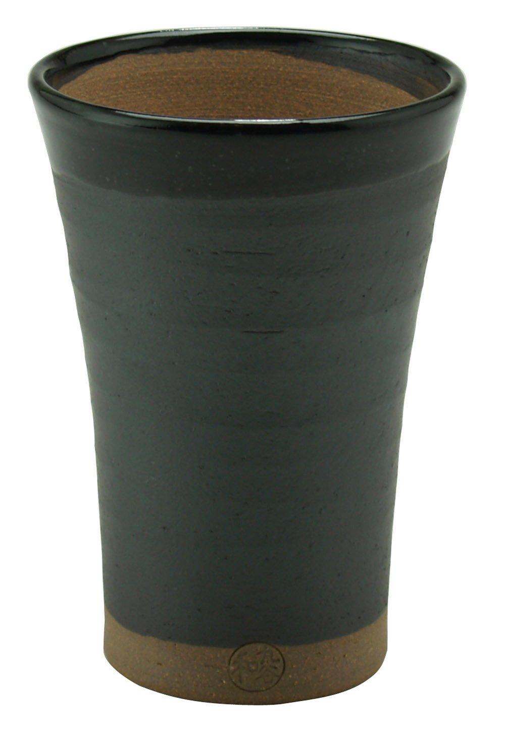 

Masamine Ino, Kutani, Wagama, Slightly Luxurious, Foamy Long Beer Cup, 350cc, Black Glaze, Yakishime, N702-04