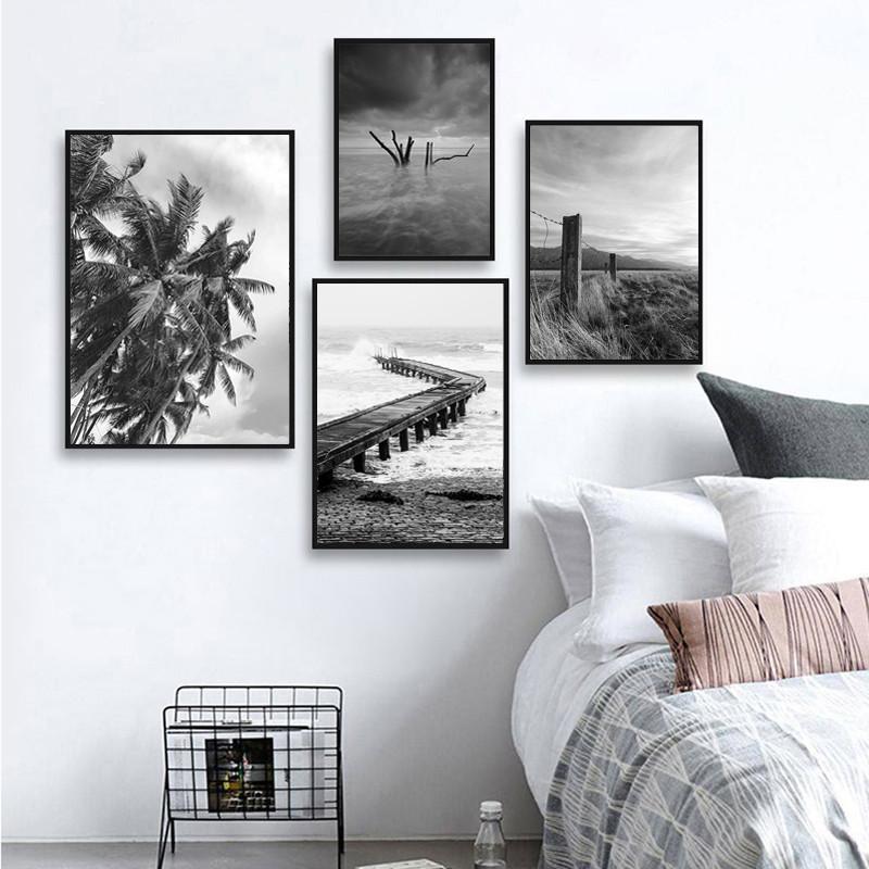 Bridge Poster Black And White Wall Art Print Nordic Wall Poster Landscape Modern Minimalist Wall Pictures For Living Room HD0091