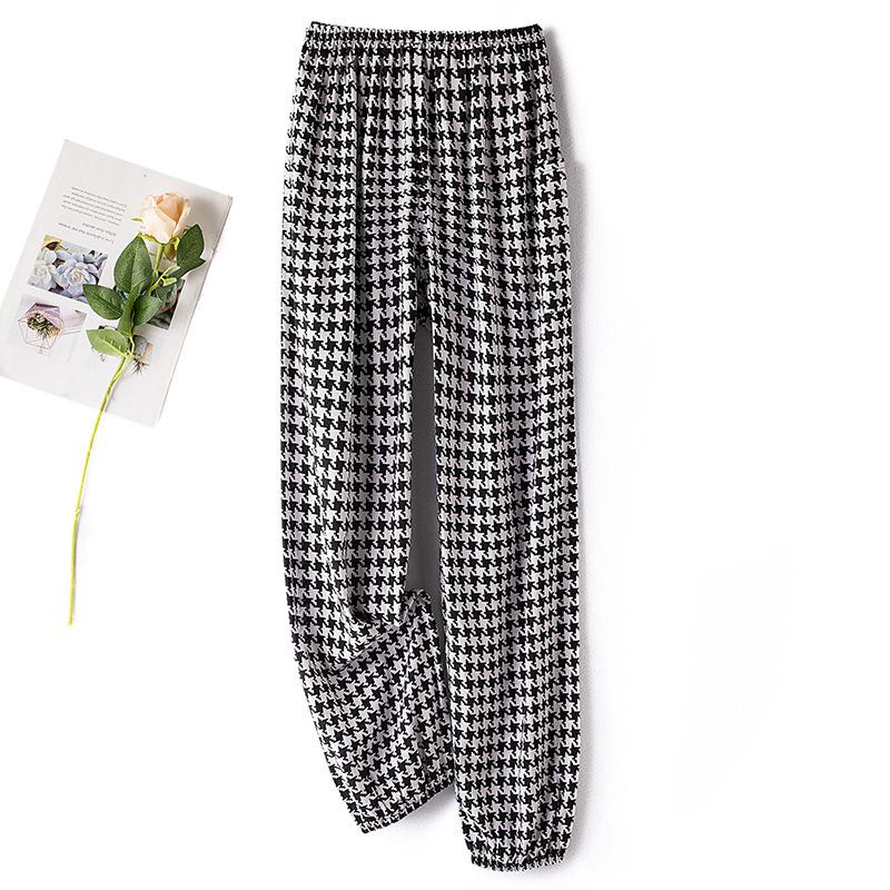 Pantaloni de pijama din bumbac mătase pentru femei, secțiune subțire de vară, anti-țânțari, pantaloni cu picior lat, culoare uni, pentru exterior, casă, petrecere a timpului liber, imprimeu, pantaloni de plajă până la genunchi