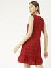 Moomaya Women  S Printed Short Dress, Sleeveless Frilled Hem Round Neck Mini