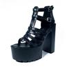 Fashion 14cm Women's Solid Color Chunky Heel Sandals Stylish Buckle Strap Platform Sandals Breathable Back Zipper Roman Shoes