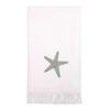 Decorative Fingertip Towel Soft Cotton Embroidered Starfish Design Fringed Edge White Velour Towel Beach Theme Home Bathroom