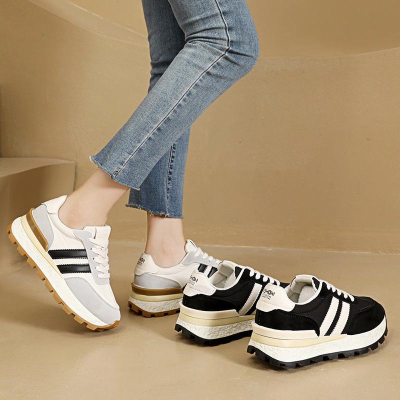 Soft leather dad shoes women's 2025 autumn new thick-soled casual height-increasing Forrest Gump shoes lightweight and versatile women's sneakers