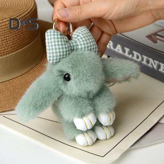 Plüschhase Schlüsselanhänger, pelziger Kunstpelz, Kaninchen-Anhänger, Schlüsselanhänger, weiches Tier-Schlüsselanhänger-Accessoire für Damen, Handtasche, Rucksack, Dekoration