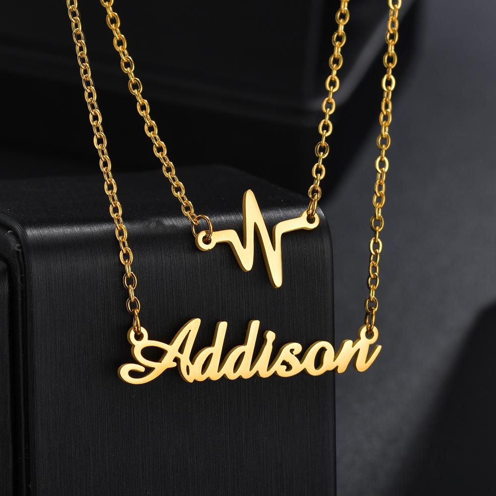 Atoztide Personalized Custom 2 Layer Names Pendant Necklace for Women Stainless Steel Heart Cross Fashion Christmas Jewelry Gift