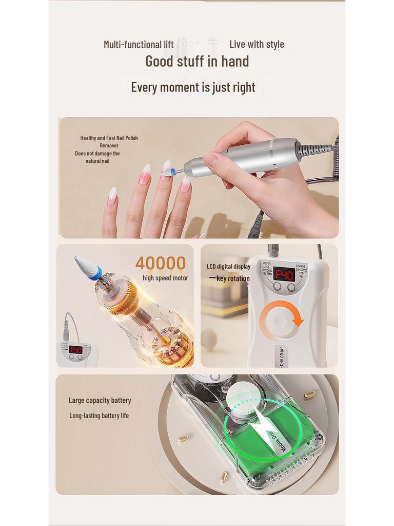 Portable Rechargeable Automatic Polisher & Grinder for Salons - Nail Removal, Finger & Cuticle Care Tool