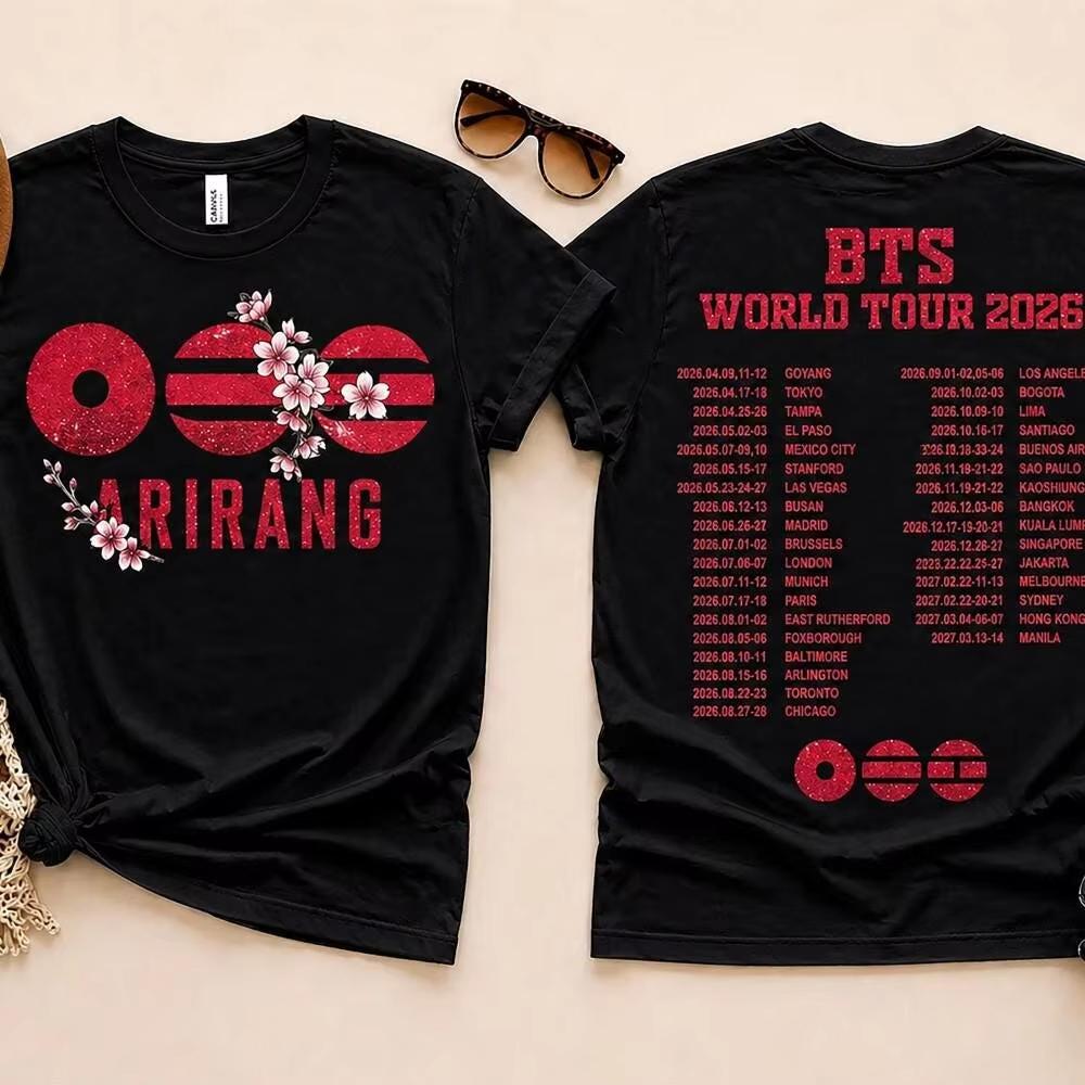BTS 2.0 Arirang Unisex Tshirt Kpop Boy Band 2026 World Tour Fan Gift Shirt Cotton Fashion Men's Women's Streetwear Shirt