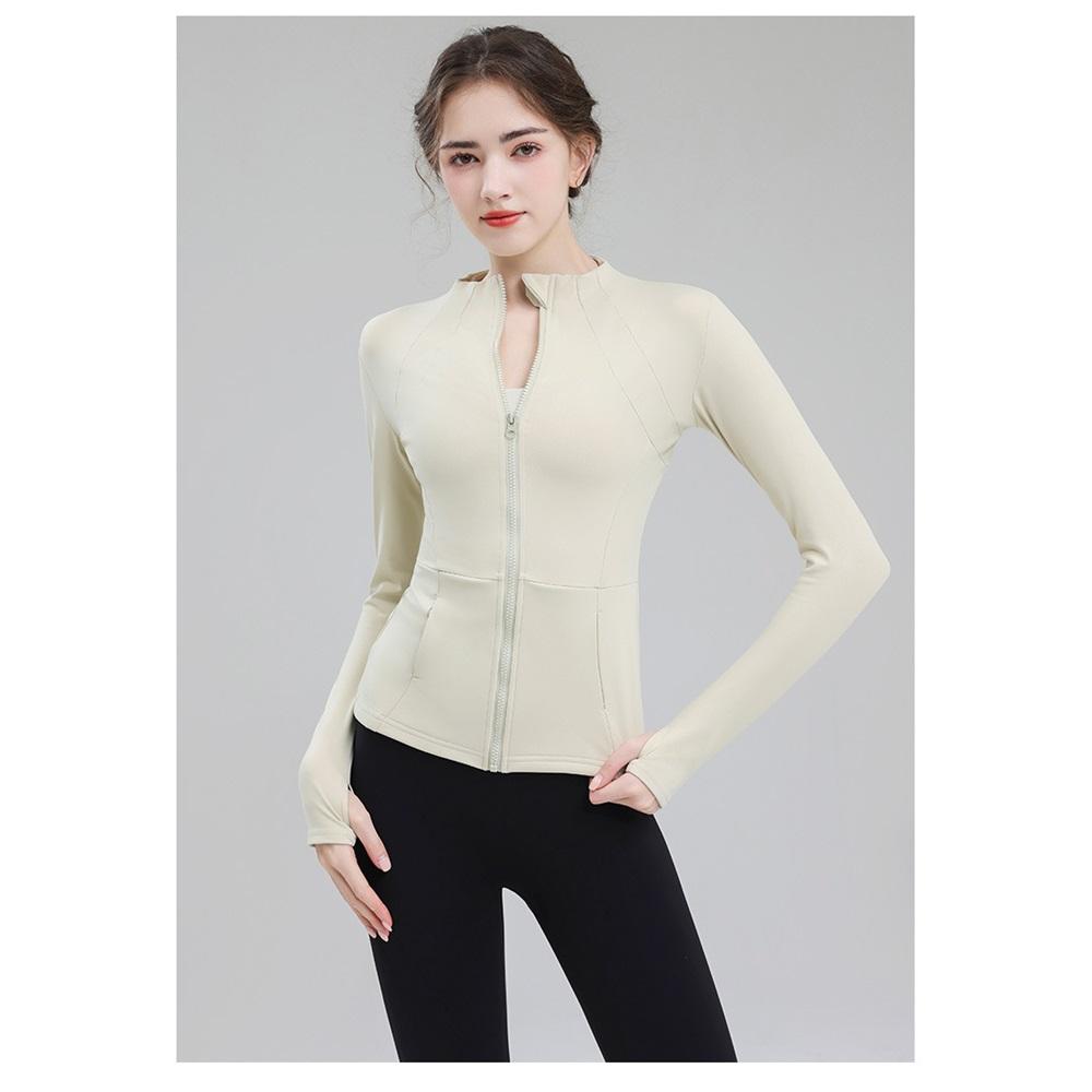 Fast Drying And High Elasticity Stand Up Collar Sports Jacket For Women, Slim Fit And Slimming Yoga Top, Tight Fitting Running And Fitness Suit Jacket