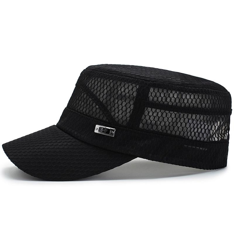 Breathable Mesh Sunscreen Flat Top Hat for Middle-Aged and Elderly Men - Casual Outdoor Cap.