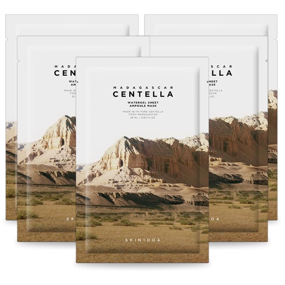 SKIN1004 Madagascar Centella Watergel Sheet Ampoule Mask - Soothing & Hydrating Face Mask for Sensitive Skin (25ml x 5pcs)