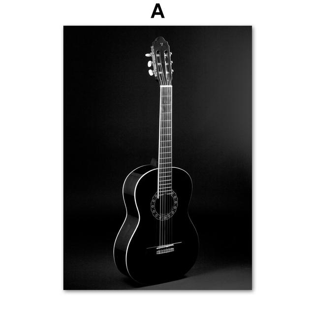 Nordic Kamera Gitarre Schwarz Weiß Foto Wand Kunst Leinwand Malerei Poster Und Druck Wand Bild Für Wohnzimmer Skandinavischen Dekor