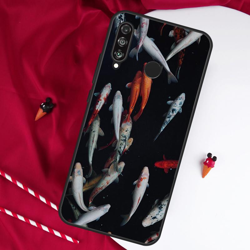Koi Carp Fish Painting For Huawei Nova Y61 Y91 Y73 Y72 Y90 Y70 Y60 12s 12i 11i 8i 9 10 SE P60 P30 Pro P40 Lite Case