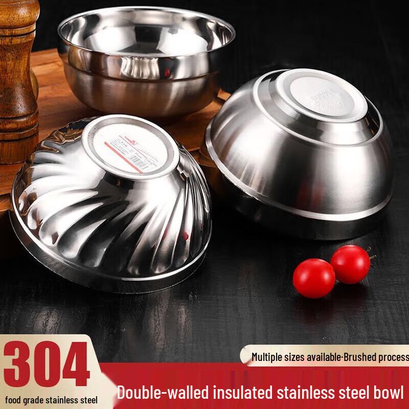 Huihuang 304 Stainless Steel 16cm Double-Layer Insulated Bowl