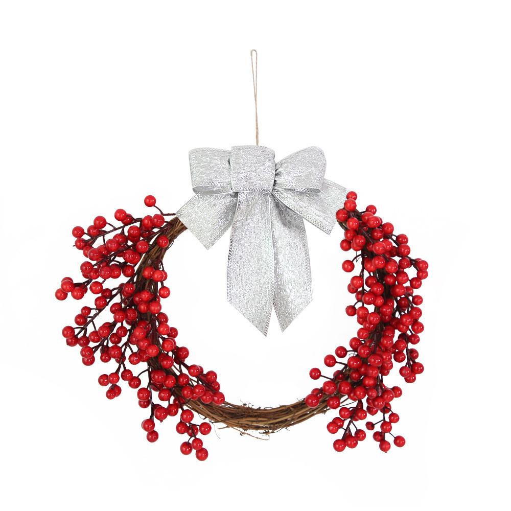 

Berry Red Lush Bow Wreath Delightful Holiday Ornament For Seasonal Home Style Decor Bow Red Flower F