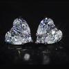 Two Pear Cut Stones Combined Heart Shaped Stud Earrings Prong Set Sparkling Small Ear Studs for Women Daily Romantic Jewelry