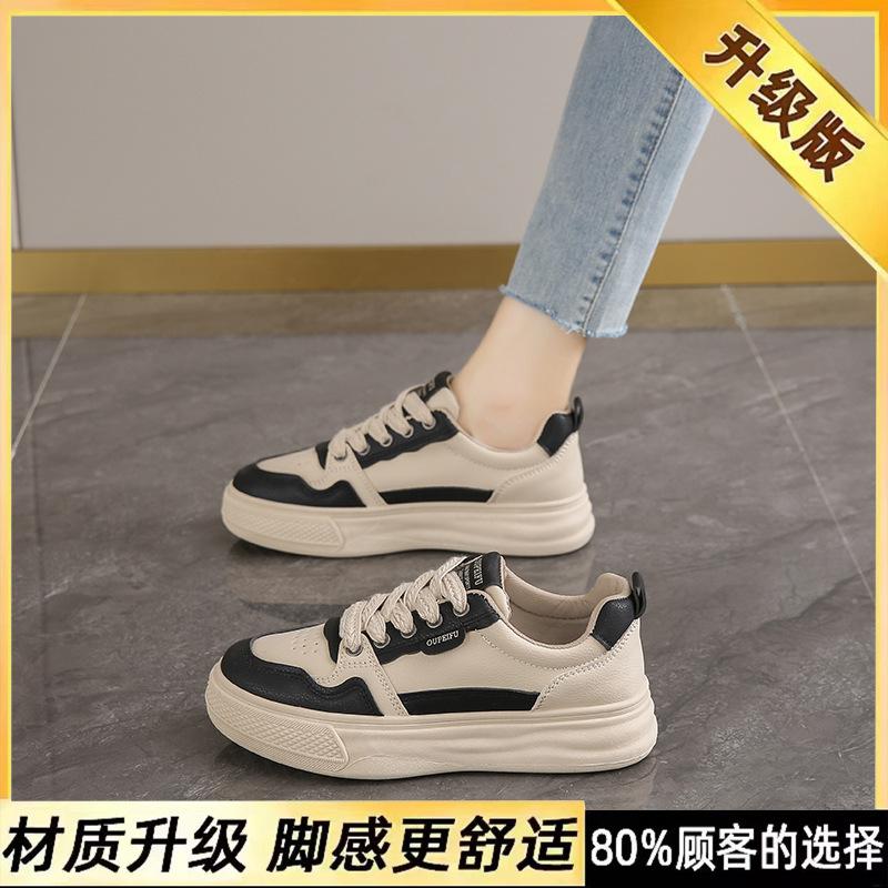 Cotton sports board shoes for women 2025 new winter soft soled casual leather flat bottomed student