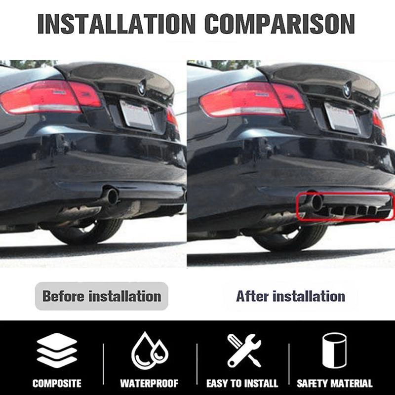 Universeller Auto Heckstoßstangenlippe ABS Doppelspoiler Heck Hai Chassis Flossen Stil Gebogene Stoßstangenlippe Diffusor Antikollision 2 in 1