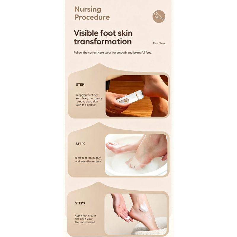 Type-C Rechargeable Electric Foot File with Two Grinding Heads, Heel Care Tool for Dead Skin and Daily Pedicure Use
