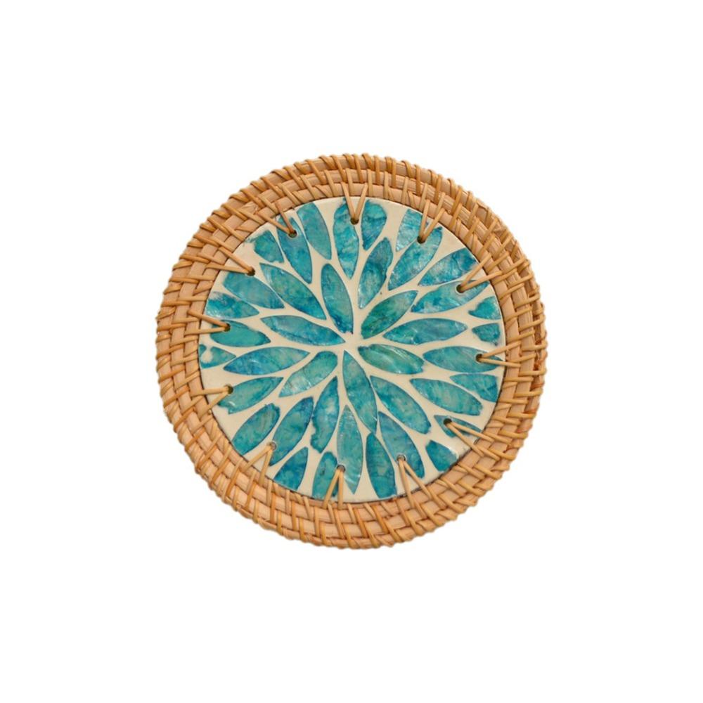 

Handwoven Teapot Mats Round Tea Cup Mats Creative Shell Mats Hotel L-Style D