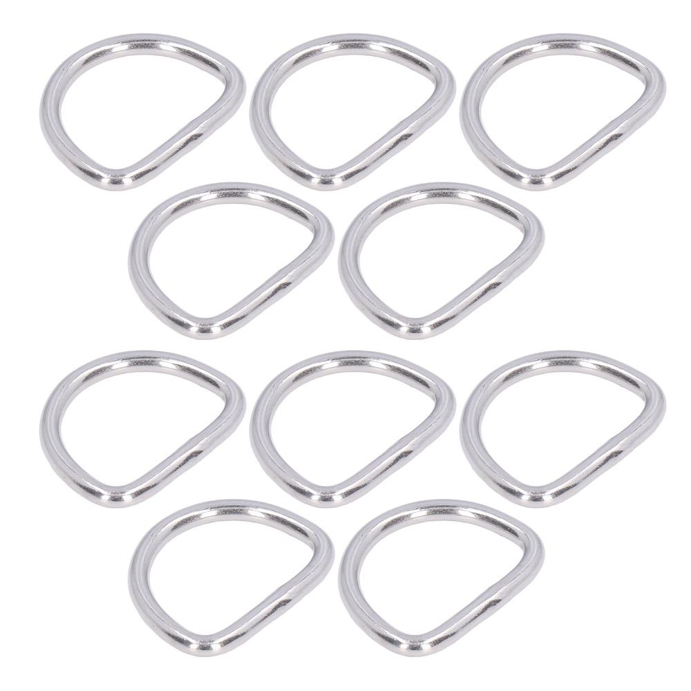 10 Pcs Smooth Welding D Ring Solid Metal Rings  for Camping Belt, Dog Leashes, Macrame