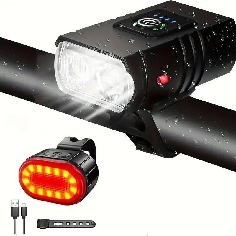 Bicycle Headlight LED Bike Front Light Type-C Rechargeable Bike Lamp Ultralight Handlebar Lights Waterproof Cycling Flashlight