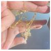 Women S Butterfly Tassel Titanium Steel Necklace Zircon Inlaid Clavicle Chain