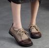 High Quality 2CM 2025 Spring New Soft Leather Soft Sole Vintage Style Single Shoe Front Lace Casual Comfortable Women's Shoe