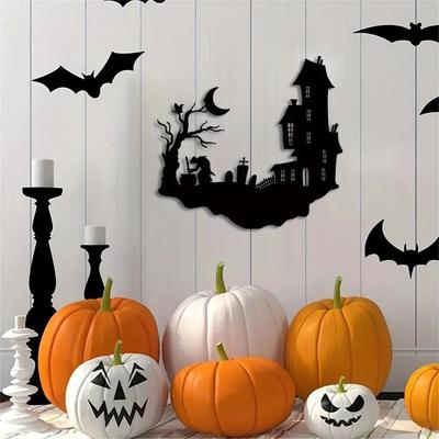 Metal Silhouette Yard Signs Wall Decor - Modern Delight for Halloween Room, Sticker Mural with Metal Wall Hanging