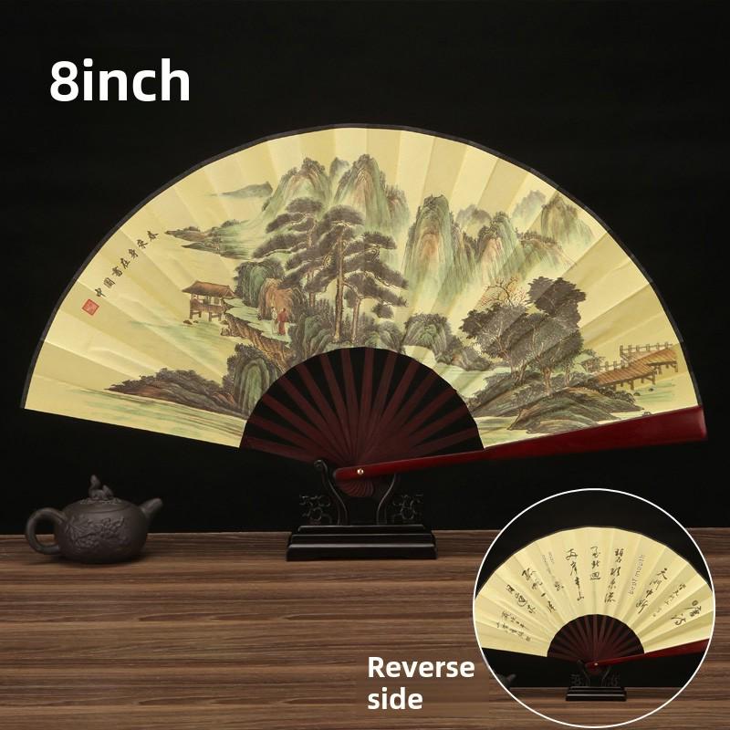 8-Zoll-Faltfächer im chinesischen Stil: Retro-klassisches Hanfu-Design für Jungen