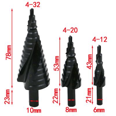 3PCS/SET 4-32MM Trappenboor Set Stikstof Hoge Snelheidsstaal Spiraal Voor Metaal Kegel Driekantige Schacht Gat Metaalboren