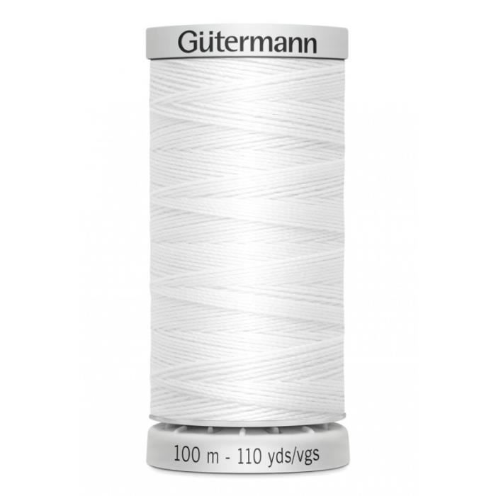 Fil à coudre - Extra fort - Blanc - 100 mètres - 1 bobine - 100% Polyester