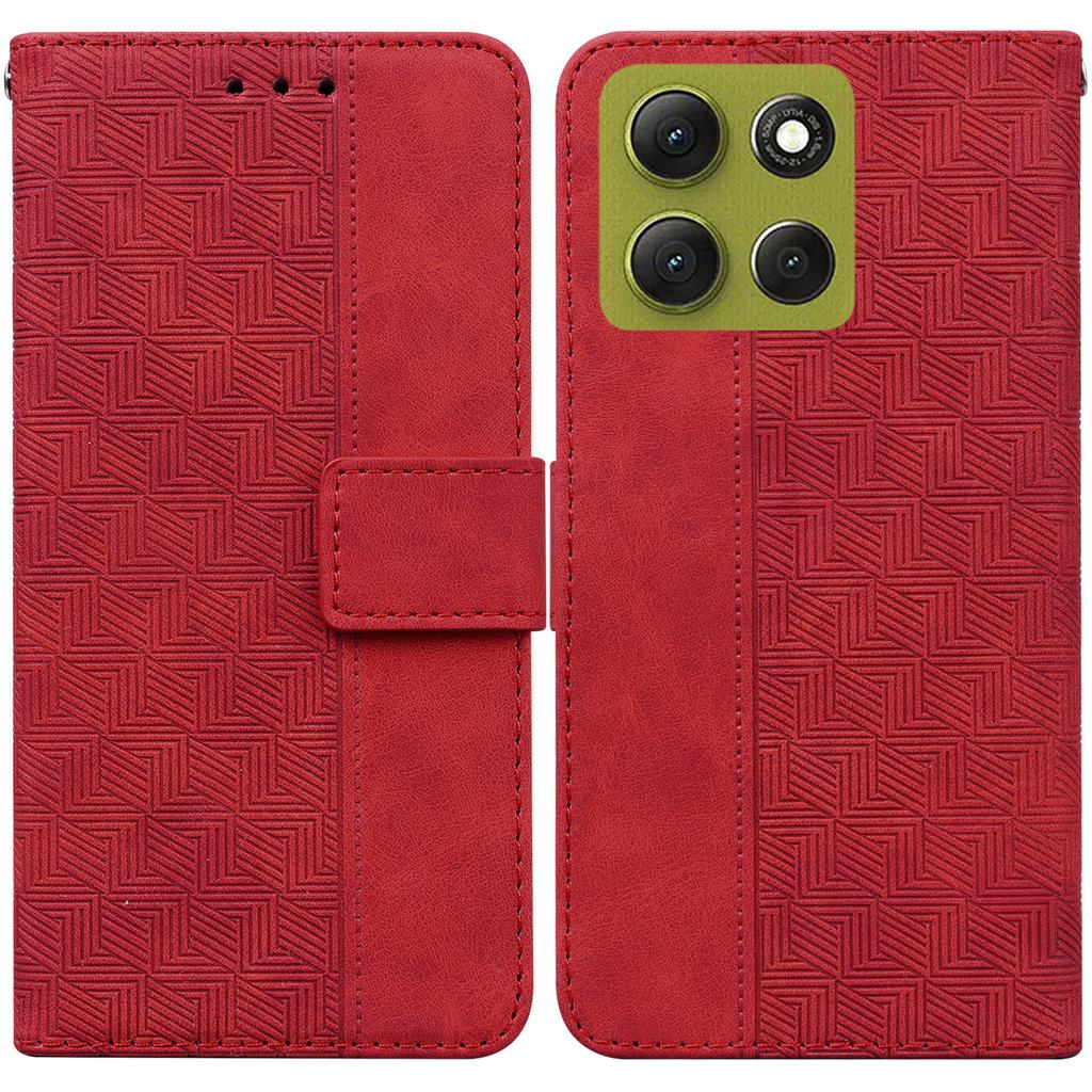 For Motorola Moto G86 5G Case Geometry Pattern Leather Wallet Phone Cover with Wrist Strap