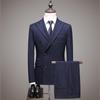 Korean Style Slim Fit Striped Men's Suit Set - Casual Blazer Jacket for Weddings and Professional Wear