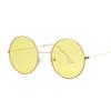 Outdoor Stylish For Female Retro Round Yellow Purple Sunglasses Woman Designer Sun Eyewear Male Alloy Mirror Oculos De Sol