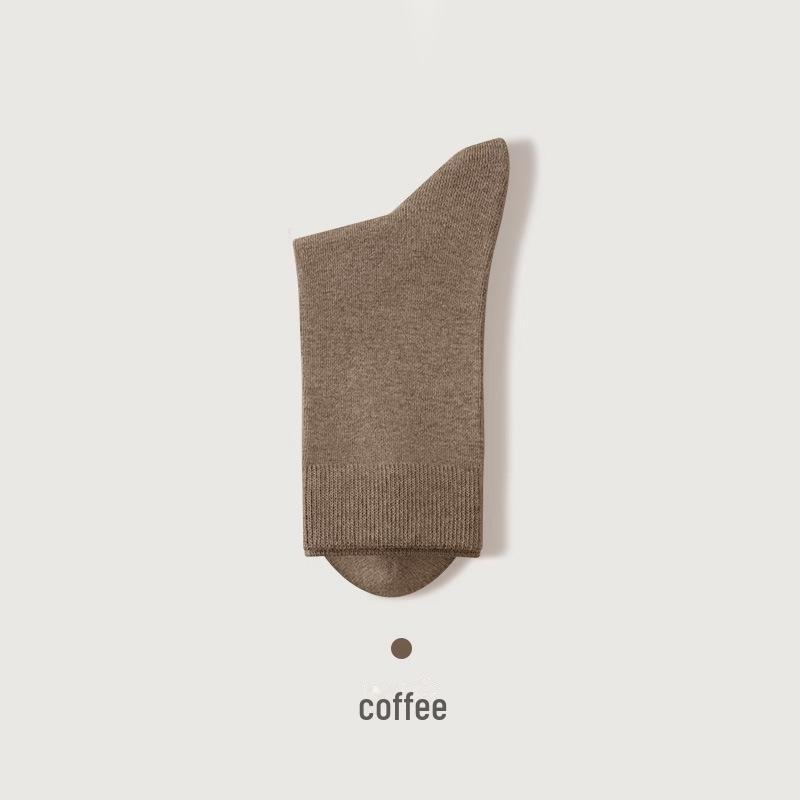 Women's Autumn/Winter Cotton Mid-Tube Socks – Solid Color, Sweat-Absorbent, Breathable, Antibacterial, Deodorant