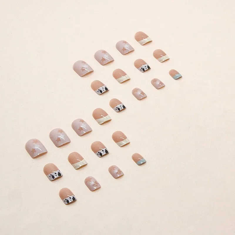 Detachable Press On Nails Set French Style Pattern with Liquid Adhesive Included Reusable False Nail Tips for Easy Application and Removal