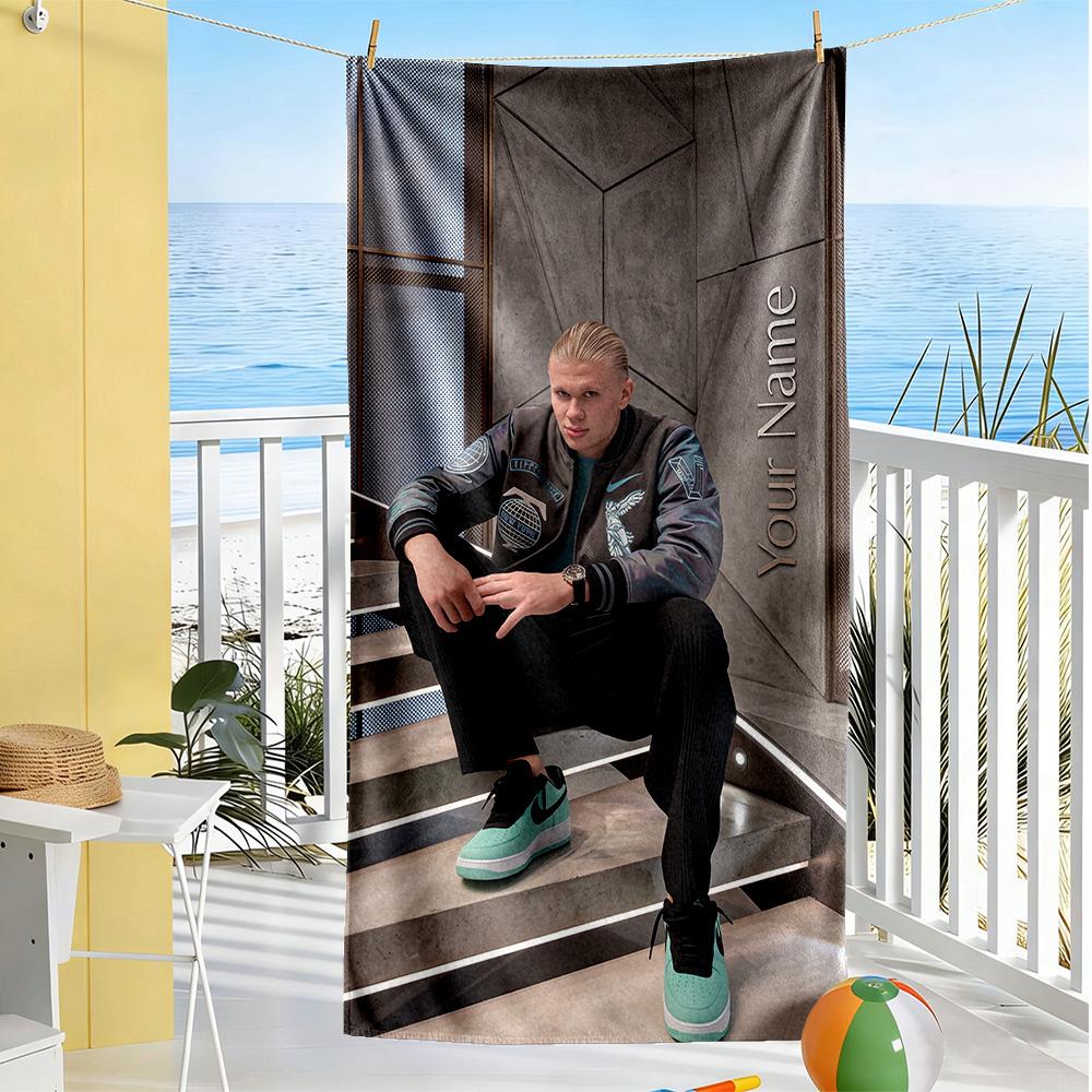 Haaland Personalized Name Beach Towel Quickdry Soft Microfiber Perfect For Traveling Yoga Camping And Swimming