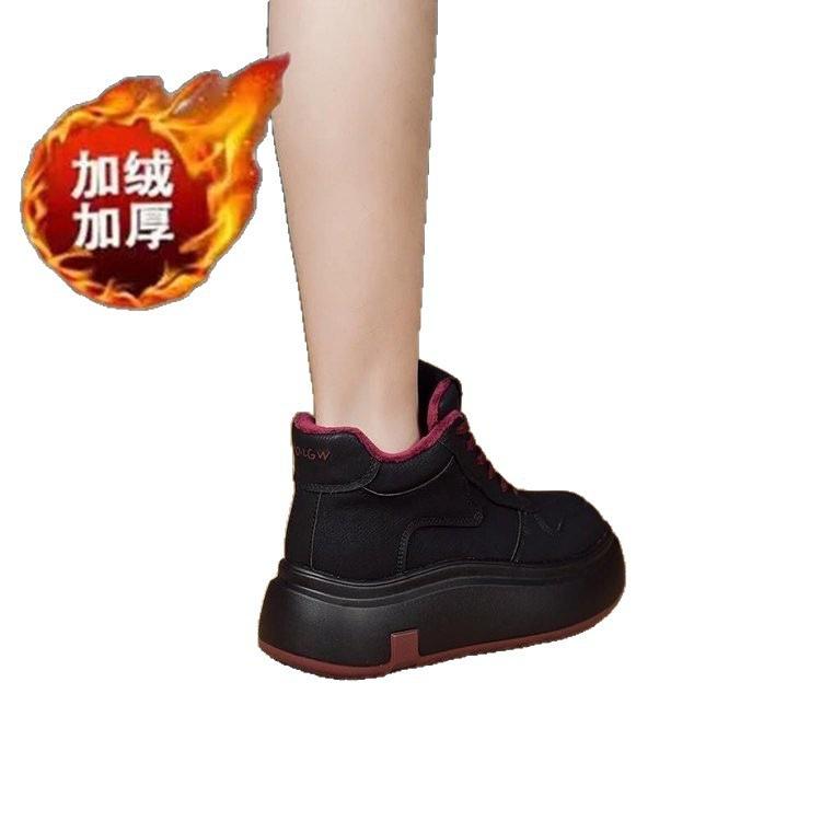 Popular autumn and winter high-top little white shoes women's 2025 new popular versatile platform shoes round head sports casual board shoes