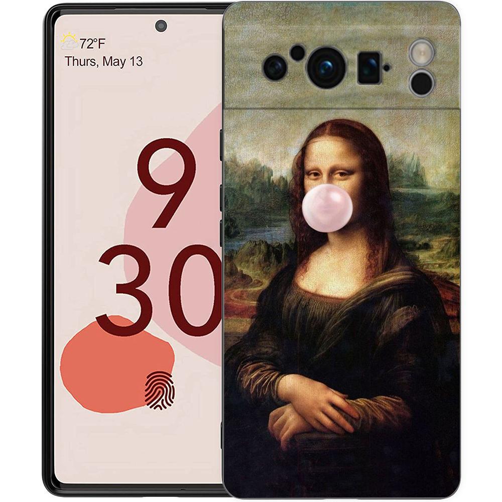 

Phone Case For Google Pixel 8 7 6 Pro 8A 7A 6A TPU Shell Soft Silicone Shockproof Black Cover Art Aesthetic David Mona Lisa Pixel 8